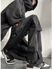 HEARUJOY  -  Outdoor Waterproof Fce Lined Zipper Bell Bot Pants Men's Winter Faion High Street Climbing Trousers Straight Leg Work