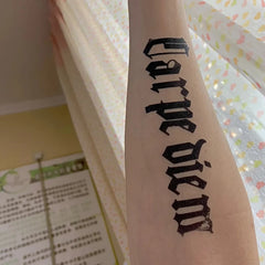 YICKYUE  -  Goth Letter Fake Tattoos for Women Man Arm Wrist Art Tattoo Sticker Waterproof Lasting Tattoo Punk Temporary Tattoo Stickers