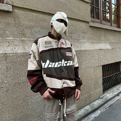 Hearujoy American Style Printing Letters Bomber Jacket New Racing Suit Men Spring Autumn Loose Couple Jacket Streetwear Korean Fashion