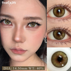 YICKYUE  -  Fresh Lady Glaze Series 1 Pair Colored Contact Lenses Natural Brown Pupils Blue Eyes Contact lenses Gray Soft Contacts 14.50mm