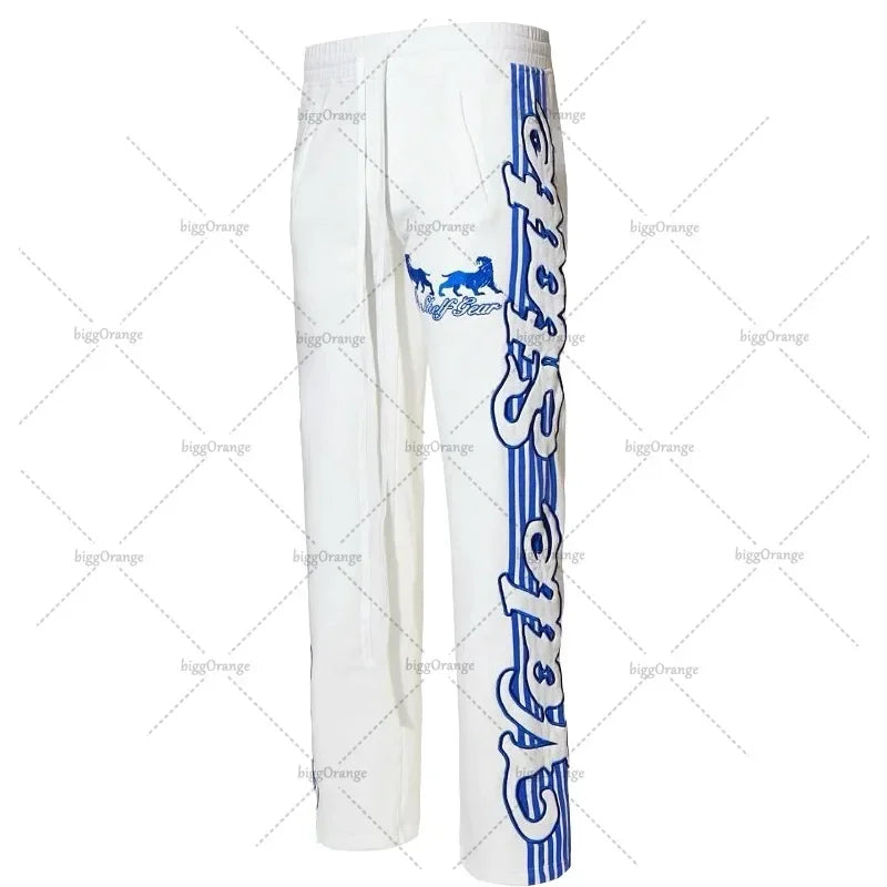 Hearujoy Aesthetic Harajuku letter stripe pattern design straight wide leg baggy pants women 2024 fashion trend versatile couple y2k pant