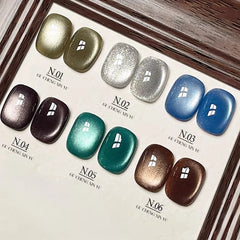 YICKYUE  -  Autumn Winter 1-6PCS Maillard Series Caramel Light Bulb Whitening Cat Eye Gel Nail Polish For Christmas Halloween