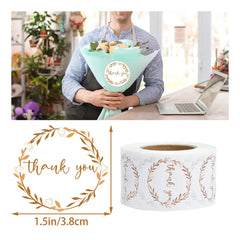 YICKYUE  -  500Pcs Thank You Stickers Floral Theme for Party Favor Bags Gift Wrap Envelopes Scrapbooking Craft Making Poly Mailers Notebook