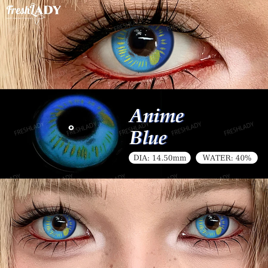 YICKYUE  -  1 Pair Cosplay Color Contact Lenses Crazy Red Anime Contact Lenses For Halloween Role Play Party Cosmetic Holidays