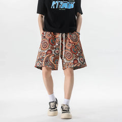 HEARUJOY  -  Summer Men Shorts Harajuku Casual Print Short Pants Beach Shorts patchwork Print Sports shorts Five Points Shorts