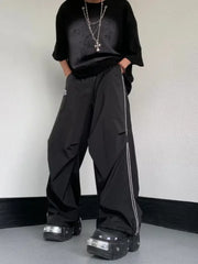 Hearujoy Men's Sports Pants Men Baggy Parachute Pants Y2K Oversize Joggers Streetwear Tracksuit Black Wide Leg Trousers Male