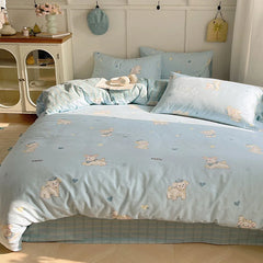 YICKYUE  -  New Pure Cotton Cute Printed Bedding Sets Cartoon Nude Sleeping Skin Friendly Comforter Set Adult Bedsheet Kit for All Seasons