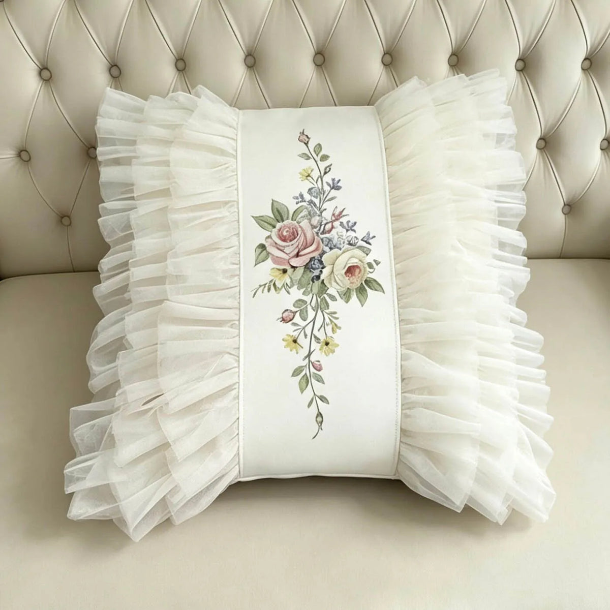 YICKYUE  -  Korean Style Pillowcase Multi Layer Lace Pillows For Sofa Headrest Cushion Pillow Cover Bolster Living Room New Home Decoration