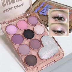 YICKYUE  -  10 Color Love Eyeshadow Palette Velvet Matte and Shimmer Effect Pink Brown Eye Shadow Plate Create A Multi-Functional Makeup