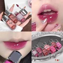 YICKYUE  -  Jelly Mirror Lip Gloss Hydrating Smoked Pink Peach Lip Glaze Clear Plumping Lips Lasting Non-sticky Water Light Lip Tint Makeup
