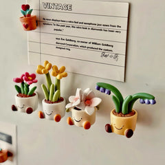 YICKYUE  -  Mini Flower Potted Plant Resin Fridge Magnet Home Decoration Magnet Photo Fixing Magnet