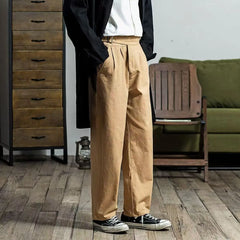 HEARUJOY  -  Spring Autumn Vintage Men's Gurkha Pants British Style Casual Straight Trousers Adjustable Waist Belt Naples Pant For Male
