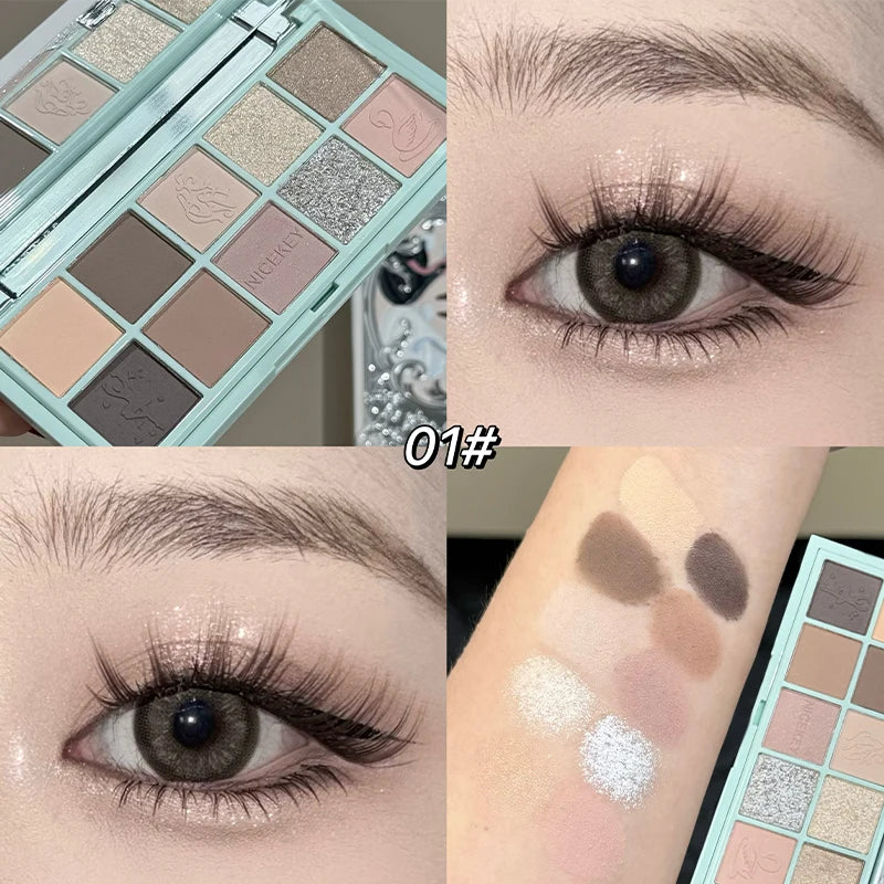 YICKYUE  -  10 Colors Eyeshadow Palette Purple Glitter Pearlescent Matte Nude Eye Shadow Shimmer Makeup Lasting Beauty Eye Cosmetics