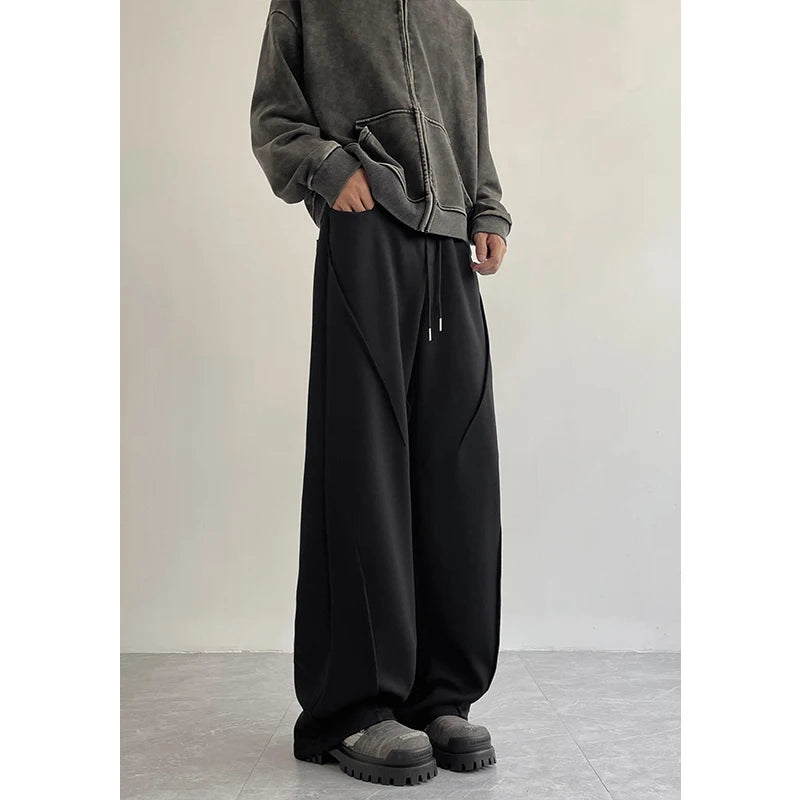 HEARUJOY  -  Black Casual Pants Men Fashion Oversized Wide Leg Pants Men Streetwear Korean Loose Grey Sweatpants Mens Joggers Trousers M-2XL