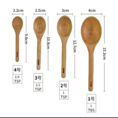 YICKYUE  -  4PCS Set Measuring Spoons Multifunctional Wooden Kitchen Measuring Spoons for Baking Cooking Coffee Desserts Kitchen Accessories