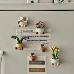 YICKYUE  -  Mini Flower Potted Plant Resin Fridge Magnet Home Decoration Magnet Photo Fixing Magnet