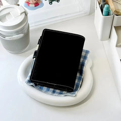 YICKYUE  -  Black PU  A7 Loose Leaf Binder Journal Notebook Diary Cover Ring Planners Organizer Easy Carrying Agenda