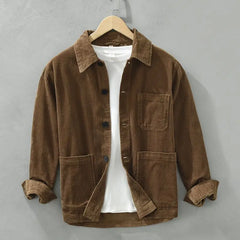 HEARUJOY  -  Japanese Retro Corduroy Long-sleeved Shirt Men Autumn Jacket American Workwear Casual Cardigan