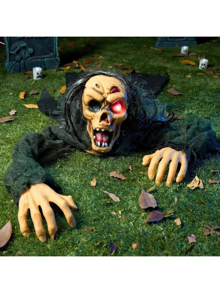 YICKYUE  -  Halloween Outdoor Decoration Zombie Groundbreaker, Outside Halloween Graveyard Decor, Zombie Prop with Creepy Sound and Glowing Eyes, Scary Groundbreaker Decorations for Lawn Yard, Photobooth Props