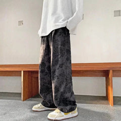 HEARUJOY  -  Corduroy Pants Men's Autumn and Winter Craft Watermark Straight Loose Casual Pants American Retro Draped Wide-leg Trousers