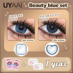 YICKYUE  -  [2 pairs set] Color Contact Lenses Beauty Makeup Contact lenses Cosmetics Green Lenses Natural Black Pupils Brown Contacts