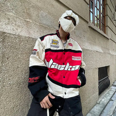Hearujoy American Style Printing Letters Bomber Jacket New Racing Suit Men Spring Autumn Loose Couple Jacket Streetwear Korean Fashion