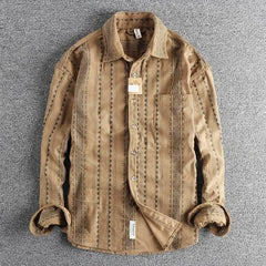 HEARUJOY  -  Ethnic Style Navajo Totem American Casual Shirt Men Spring Autumn New Style Vintage Loose Small Shirt Coat