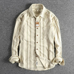 HEARUJOY  -  Ethnic Style Navajo Totem American Casual Shirt Men Spring Autumn New Style Vintage Loose Small Shirt Coat