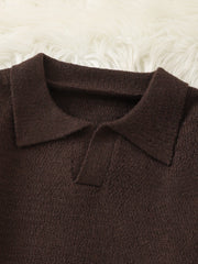 HEARUJOY  -  New Popular Autumn and Winter Pure Color Polo Collar V-Neck Pullover Sweater Casual Round Neck High-End Textured Knitted Men's Pullover