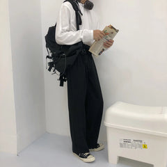 Hearujoy 2024 New Spring Summer Men's Casual Straight Classic Black Rose High Waist Pants Korean Wide Leg Trousers For Men