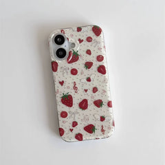 YICKYUE  -  Korean Ins Full Screen Strawberry Musical Note Polka Dots Phone Case For iPhone 17 AIR 16 15 14 13 12 11 Pro MAX Plus Y2K Cover
