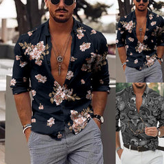 HEARUJOY  -  Men'S Hawaiianss Floral Shirts Button Down Holiday Beach Shirts Summer Outfits Fashion Regular Cuff Men'S Shirt With Pocket