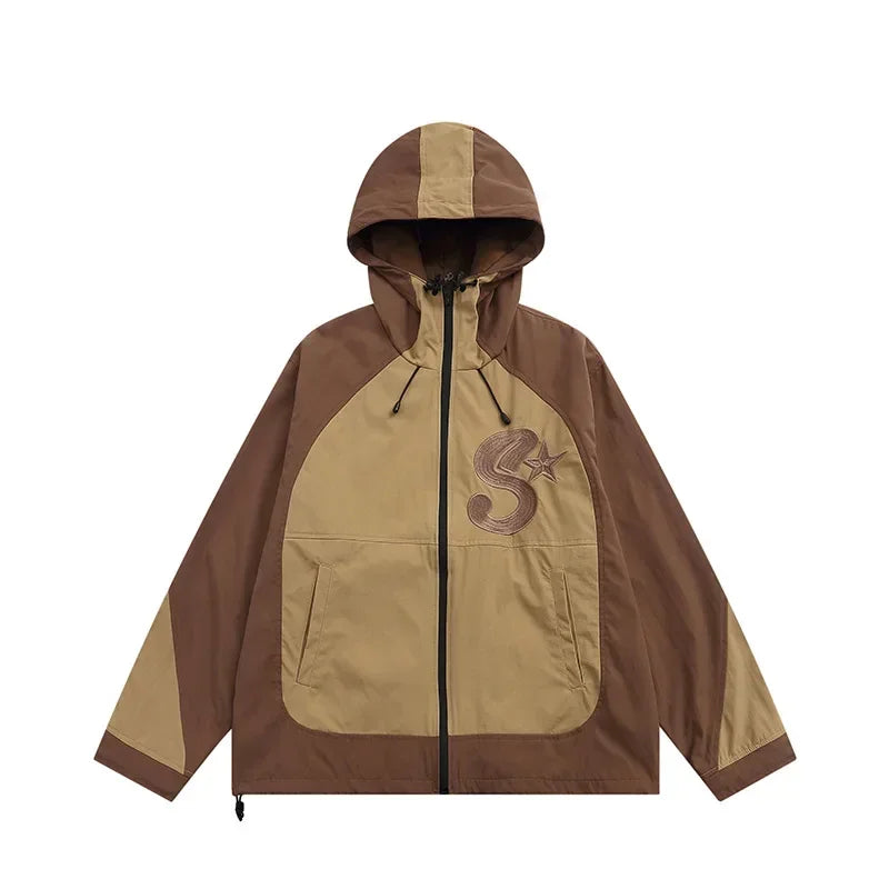 Hearujoy New Spring and Fall Jacket Waterproof Punching Jacket Fashionable Wild Loose Zipper Hooded Jacket Long-sleeved Men Clothing