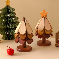 YICKYUE  -  Creative Christmas Tree Insulation Mat Home Cute Cloud Star Decoration Meal Mat Foldable Solid Wood Cup Mat Ornament