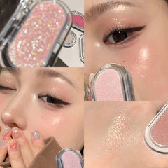 YICKYUE  -  1pc Diamond Highlighter Powder Palette Clear Brighten Face Contour Powder Pink Glitter Eye Makeup High Gloss Eyeshadow Cosmetics