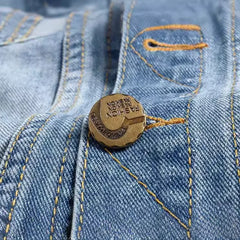 HEARUJOY  -  Men's Big Size New Slim-fit Denim Vest Vest with Ripped Lapel Single Breasted Denim Vest Coat