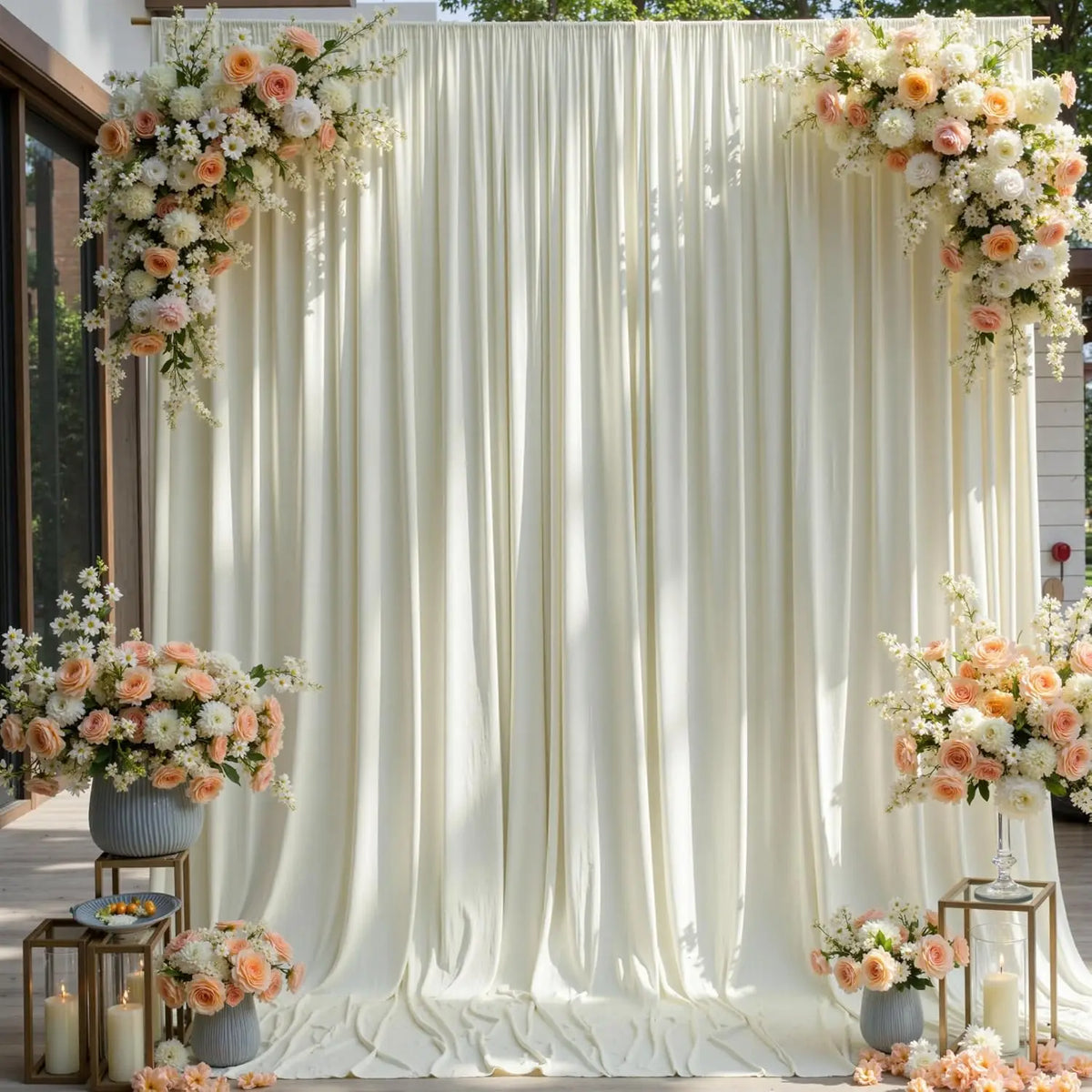 YICKYUE  -  White Backdrop Curtains For Parties - White Wedding Backdrop For Baby Shower Birthday Photo Home Party Curtains Backdrop 1 Panel