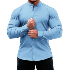 Hearujoy Sports & Leisure Men's Clothing Cardigan Slim Long Sleeve T-shirt Men Casual Button New Solid Color White Shirt Black Blouse