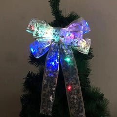 YICKYUE  -  2Pcs Handmade Glowing Bow Knot LED Christmas Tree Pendant Xmas Lamp Decor Party Hanging Ornament Festival Bow Knot