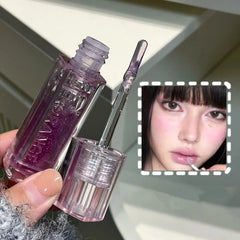 YICKYUE  -  Sparkling Glitter Lip Oil Moisturizing Hydrating Clear Transparent Grape Purple Mirror Water-Glossy Lip Glaze Makeup Plump Lips