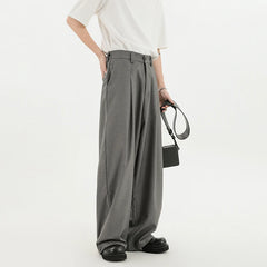 HEARUJOY  -  Grey Suit Pants Men Oversized Fashion Black Dress Pants Men Korean Loose Wide Leg Pants Mens Office Formal Trousers M-3XL