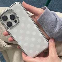 YICKYUE  -  Korean Ins Trendy Polka Dot Grey Phone Case For iPhone 18 ULTRA 17 AIR 16 15 14 13 12 11 Pro Max PLUS Surface Glossy Y2K Cover