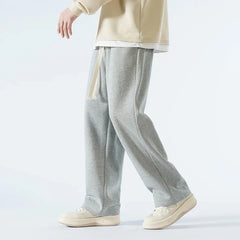 HEARUJOY  -  New Men's Casual Pants Wide Leg Straight 65% Cotton Fabric Outdoor Sweatpants Neutral High-quality Soft Long Baggy Trousers