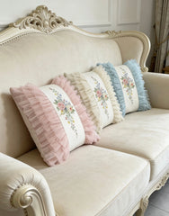 YICKYUE  -  Korean Style Pillowcase Multi Layer Lace Pillows For Sofa Headrest Cushion Pillow Cover Bolster Living Room New Home Decoration