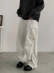 HEARUJOY  -  Loose Straight Leg Men's Work Trousers Spring Autumn American Retro Sle Casual Multiple kets Utili Pants