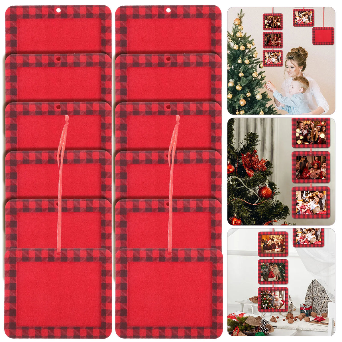 YICKYUE  -  12Pcs Photo Frame Decor Felt Xmas Tree Pendant Creative DIY Christmas Hanging Ornaments Holiday Home Decoration