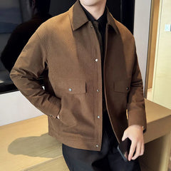 HEARUJOY  -  Autumn Winter Thick Woolen Jackets Men High Quality Single Breasted Turn Down Collar Men's Casual Jacket Slim Fit Business Coats
