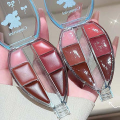 YICKYUE  -  6 Colors of Mirror Jelly Lip Gloss Palette Moisturizing Clear Water Gloss Glass Plump Lip Tint Makeup Palette Beauty Cosmetics