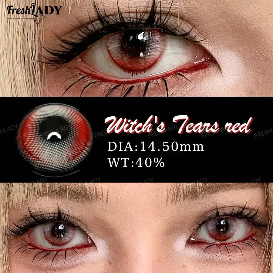 YICKYUE  -  1 Pair Cosplay Color Contact Lenses Crazy Red Anime Contact Lenses For Halloween Role Play Party Cosmetic Holidays