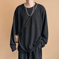 HEARUJOY  -  Autumn Pleated T Shirt Men Oversized Fashion Casual White T Shirt Men Streetwear Korean Loose Long Sleeved T-shirt Mens Top